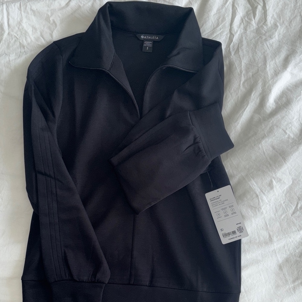 Athleta Classic Black 1/4 zip Sweatshirt
